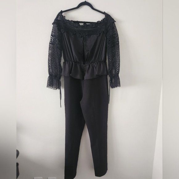 Self-Portrait Black Lace Off-Shoulder Jumpsuit - Picture 5 of 9